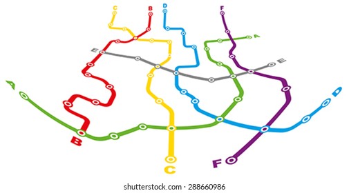 Fictitious City Public Transport Scheme on White Background