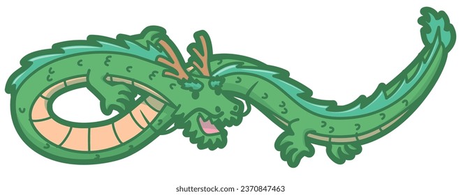Fictitious creature dragon. Vector illustration.