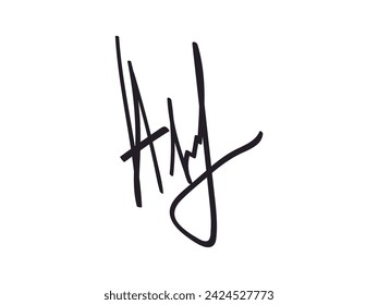 Fictitious hand drawn Autographs with letter A. Fake Handwritten signature scribble for business certificate or note. Vector doodle isolated illustration.