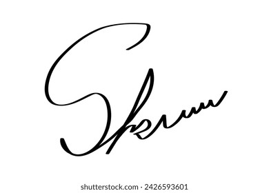 A fictitious handwritten signature. Autograph , business signature  for documents, business certificates, letters, or contracts with handwritten lettering isolated on the transparent background.