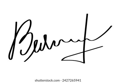 Una firma manuscrita ficticia. Autógrafos con letra B. Firmas únicas inventadas para documentos comerciales, para negocios, para diseños. Ilustración vectorial.