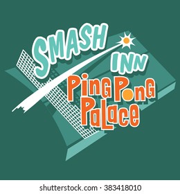 fictitious retro ping pong palace design for t-shirt, poster, print