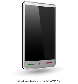 Teléfono inteligente táctil ficticio 1 (plata). Ilustración vectorial.