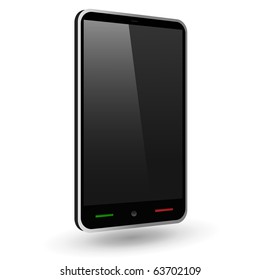 Fictitious touch smartphone 2 (black). Vector Illustration.