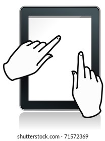 fictitious touch tablet  with hands