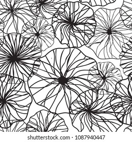 FICTIVE BLOOMING TEXTURE. FLORAL SEAMLESS VECTOR PATTERN.
