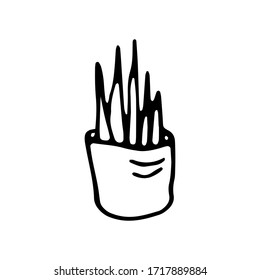 Ficus hand drawn vector outline doodle icon. Decorative potted house plant sketch illustration for print, web, mobile and infographics isolated on white background.