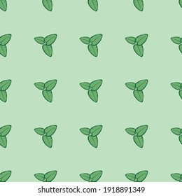 Ficus seamless pattern. Flat vector stock illustration. Ornament with ficus plants. Exotic green texture for printing on fabrics, textiles. Tropical endless pattern. Illustration with ficus as texture
