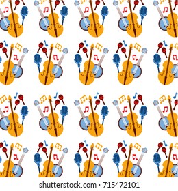 fiddle banjo microphone note music seamless pattern image