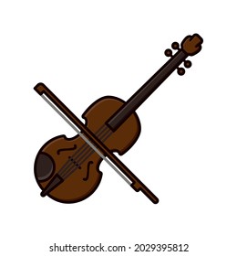 Fiddle with bow isolated vector illustration for Violin Day on December 12. Classical music instrument symbol.