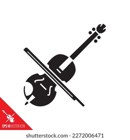 Fiddle with bow vector glyph icon. Classical musical instrument symbol.