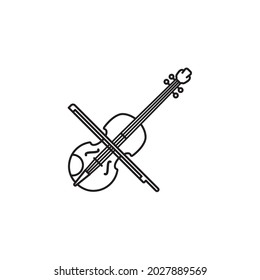 Fiddle with bow vector line icon for Violin Day on December 12. Classical musical instrument outline symbol.