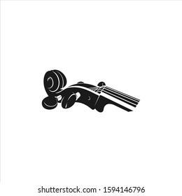 Fiddle Cello bass Head vector black color scroll violin Musical instrument logo template