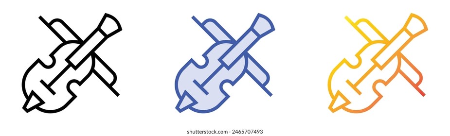 fiddle icon. Linear, Blue Fill and Gradient Style Design Isolated On White Background