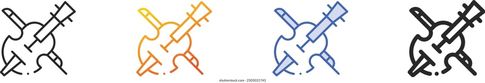 fiddle icon.Thin Linear, Gradient, Blue Stroke and bold Style Design Isolated On White Background