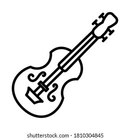 fiddle instrument icon over white background, line style, vector illustration