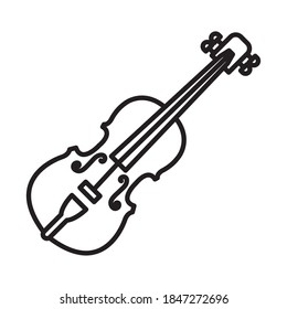 fiddle instrument icon over white background, line style, vector illustration
