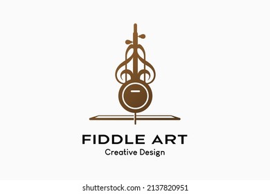 A fiddle logo design with a creative concept combined with a tone icon. Vector premium