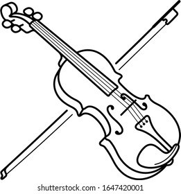 Fiddle. Musical Instrument. Arkansas State symbol. Vector outline icon.