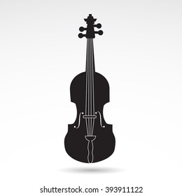 Fiddle, violin, music instrument icon on white background. Vector art.