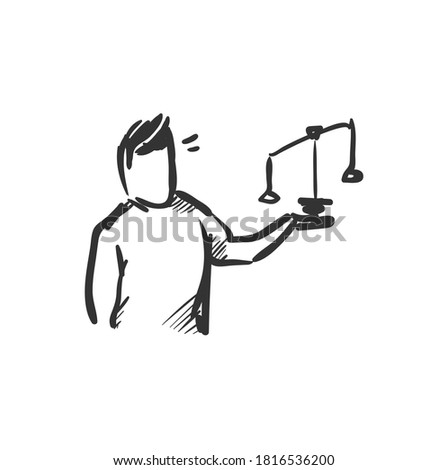 Fidelity line icon.Person holding balance scale. Continuing support and loyalty concept. Isolated vector illustration