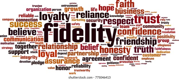 Fidelity word cloud concept. Vector illustration