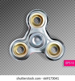 fidget finger hand spinner antistress toy for stress relief and improvement of attention span on transparency background, realistic vector illustration