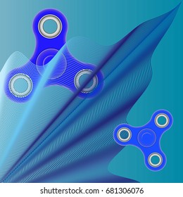 Fidget finger spinner stress, anxiety relief toy. Spinner on abstract background. Vector illustration