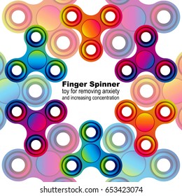 Fidget hand finger spinner stress relieving, colorful toy for removing anxiety and increasing concentration.