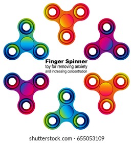 Fidget hand finger spinner stress relieving, colorful toy for removing anxiety and increasing concentration.