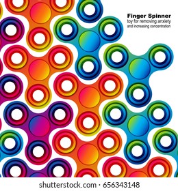 Fidget hand finger spinner stress relieving, colorful toy for removing anxiety and increasing concentration.