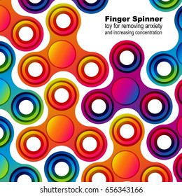 Fidget hand finger spinner stress relieving, colorful toy for removing anxiety and increasing concentration.