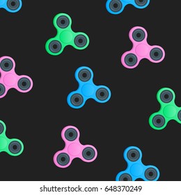 Fidget spinner background. Background of colorful hand spinners. Stress relieving spinner toy.