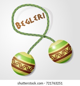 Fidget Spinner Begleri, two beads on a string, color vector illustration