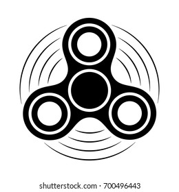 Fidget spinner black and white icon. Hand rotation antistress toy for relax. Twist bauble to making tricks. Simple view vector illustration.