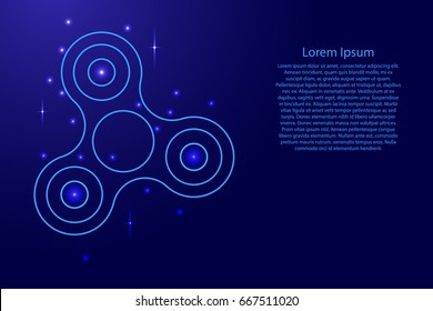 Fidget spinner of blue lines network, rays and dots vector illustration.