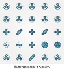 Fidget spinner colorful icons - vector concept toy signs. Hand Spinner creative symbols or design elements