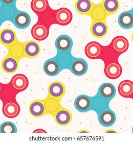 Fidget spinner colorful seamless pattern. Vector illustration.