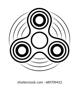 Fidget spinner contour icon. Hand rotation antistress toy for relax. Twist bauble to making tricks. Simple view vector illustration.