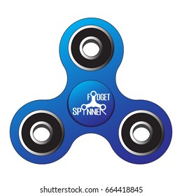 Fidget spinner with exclusive logotype. Blue gradient color. Vector
