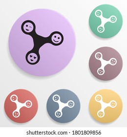 Fidget spinner with faces badge color set icon. Simple glyph, flat vector of toys icons for ui and ux, website or mobile application