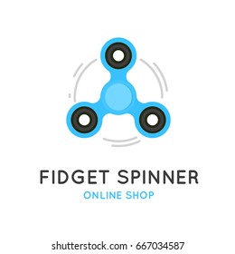 Fidget spinner flat illustration logo for tricks badges, banners, brochures, web and shops. 
