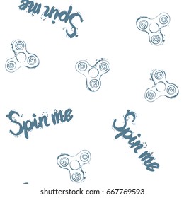 fidget spinner hand drawing illustration and lettering calligraphy seamless pattern