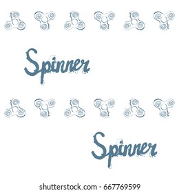 fidget spinner hand drawing illustration and lettering calligraphy seamless pattern