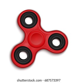 Fidget spinner. Hand rotation antistress toy for relax. Twist bauble to making tricks. Realistic view vector illustration.