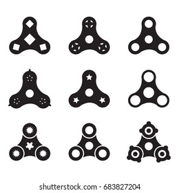 Fidget spinner, hand spinner stress relief toy icon set. Vector icon set.