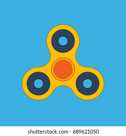 Fidget spinner icon. Finger spinner stress relieving toy. Hand spin toy icon. Flat design vector.