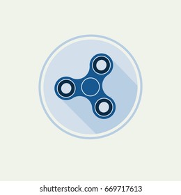 Fidget spinner  icon. Flat style design. Business template for sale, informational sign. Blue spinner on a light-blue background. Vector illustration.