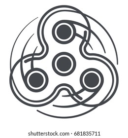 Fidget spinner icon. Hand Fidget Spinner Toy Vector Logo Template. Flat Lines design.