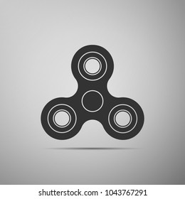 Fidget spinner icon isolated on grey background. Stress relieving toy. Trendy hand spinner. Flat design. Vector Illustration
